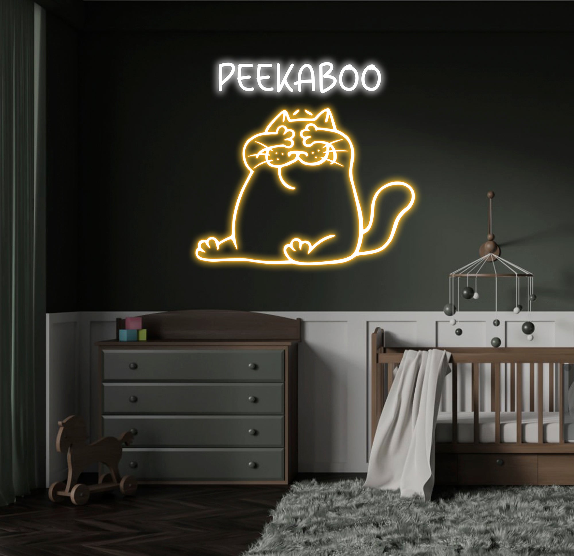 Peekaboo Cat Neon Sign, LED Peekaboo Cat Light, Custom Neon Cat Sign, Cute Animal Wall Art, Kids Room Decor, Personalized Cat Room Light