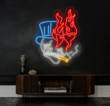Skull Head Neon Sign - Custom Handmade Fire Neon Light, Unique Wall Decor, Personalized Skull Art, Aesthetic Gift for Home or Man Cave"