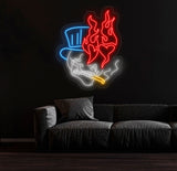 Skull Head Neon Sign - Custom Handmade Fire Neon Light, Unique Wall Decor, Personalized Skull Art, Aesthetic Gift for Home or Man Cave"