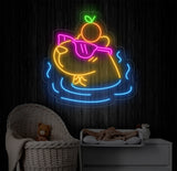 Cute Capybara Neon Light - Sleeping Capybara LED Sign, Bedroom Wall Decor, Nursery Room Art, Adorable Cappy Neon Sign for Kids