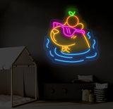 Cute Capybara Neon Light - Sleeping Capybara LED Sign, Bedroom Wall Decor, Nursery Room Art, Adorable Cappy Neon Sign for Kids