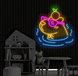 Cute Capybara Neon Light - Sleeping Capybara LED Sign, Bedroom Wall Decor, Nursery Room Art, Adorable Cappy Neon Sign for Kids