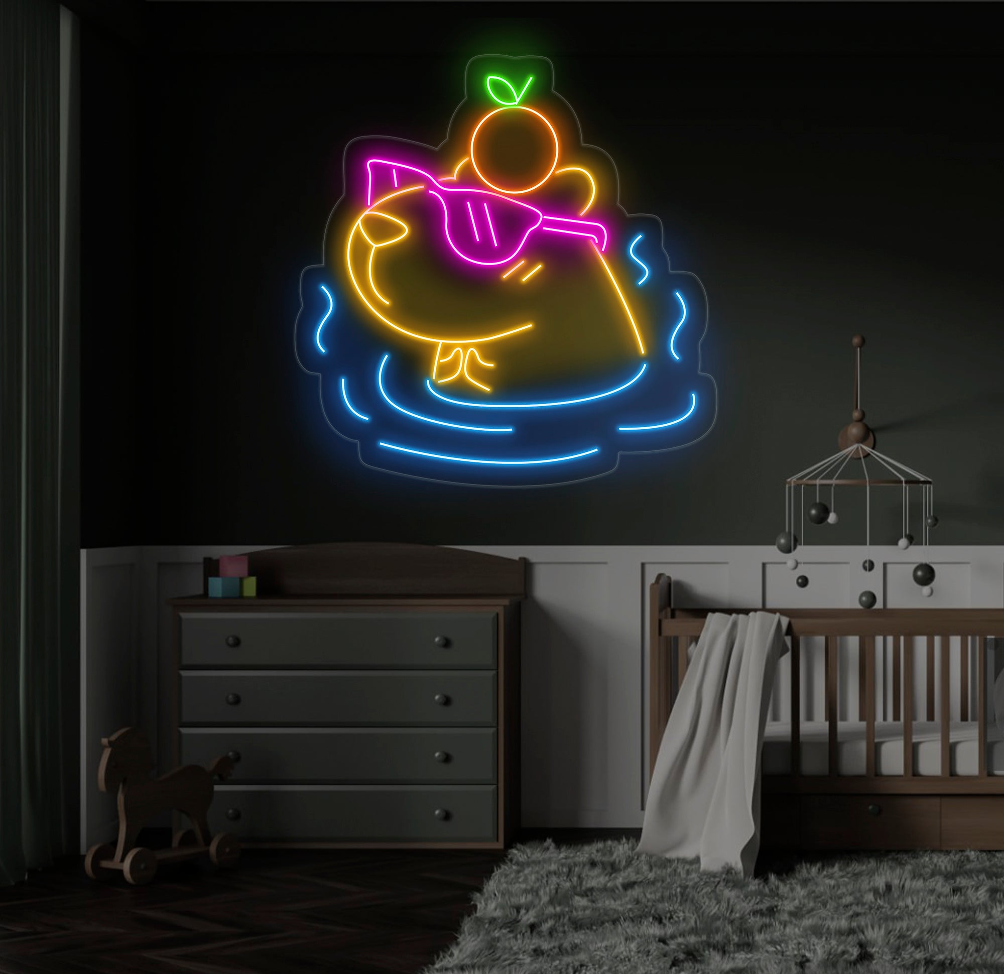 Cute Capybara Neon Light - Sleeping Capybara LED Sign, Bedroom Wall Decor, Nursery Room Art, Adorable Cappy Neon Sign for Kids