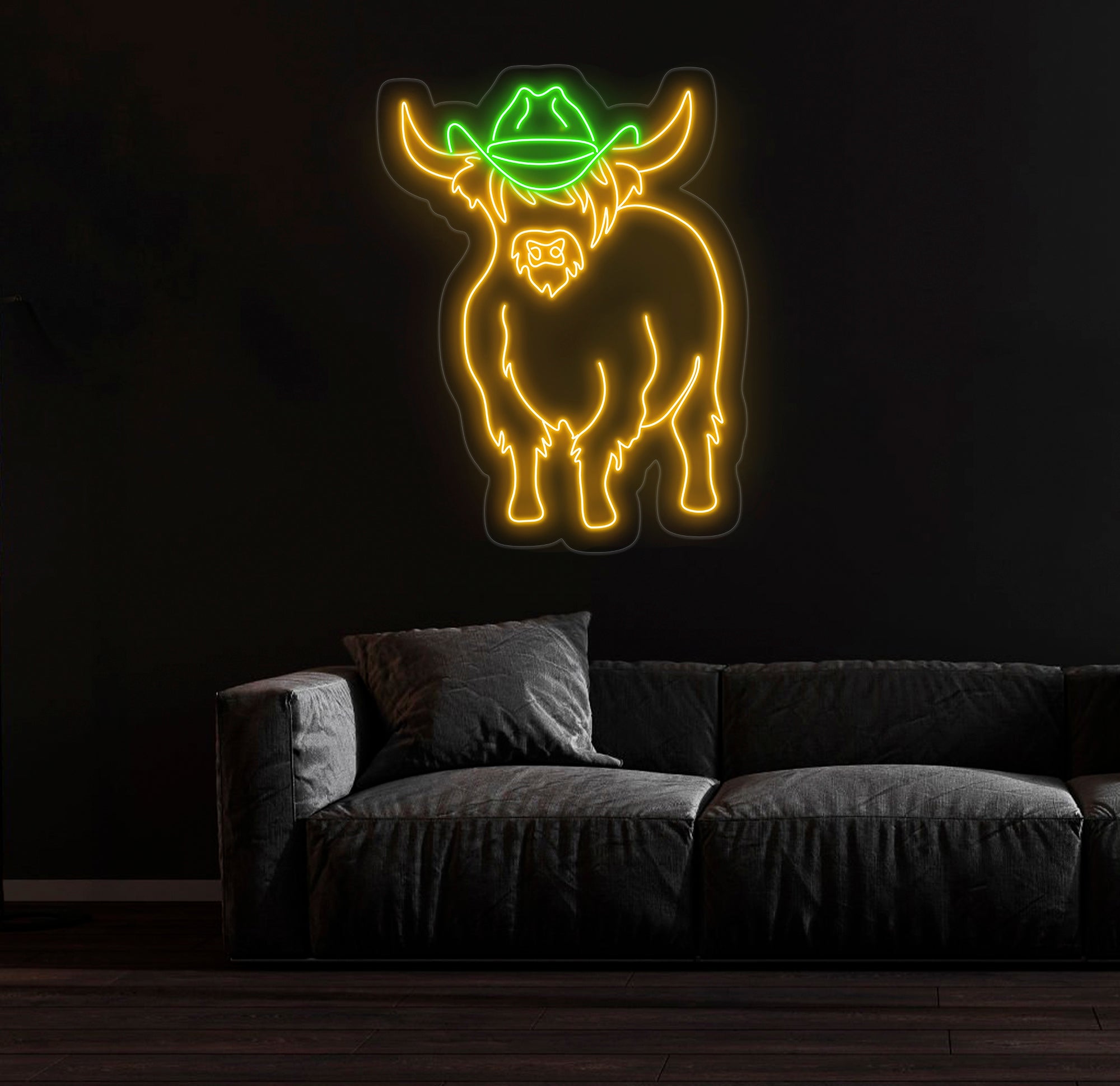 Shetland Cow Neon Sign - Custom Highland Herd LED Light, Western Bull Farmhouse Decor, Unique Cow Lover Gift, Patio Neon Sign