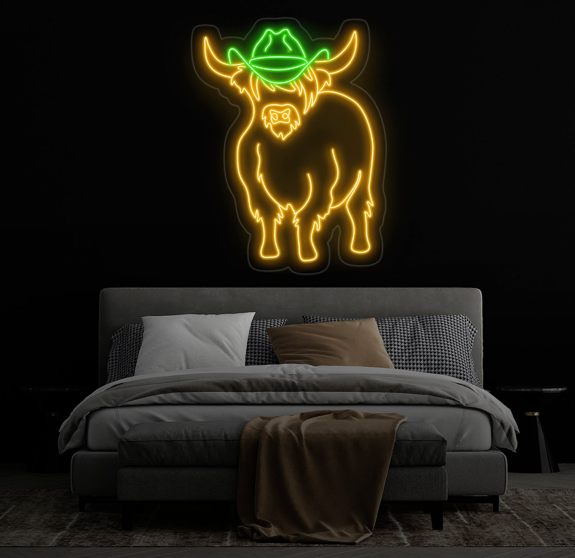 Shetland Cow Neon Sign - Custom Highland Herd LED Light, Western Bull Farmhouse Decor, Unique Cow Lover Gift, Patio Neon Sign