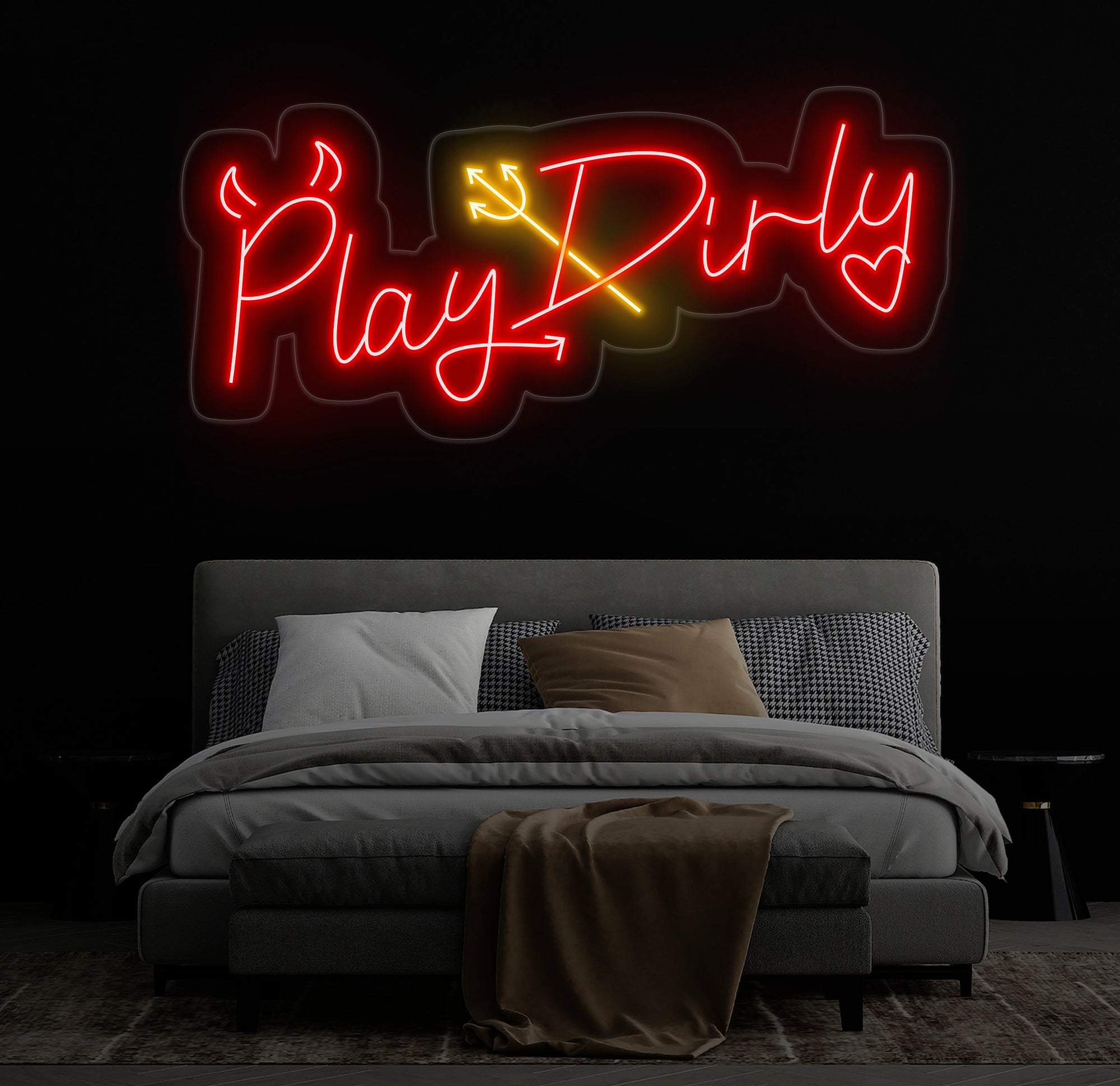 Play Dirty Neon Sign - Custom Red Neon Light, Bedroom Wall Decor, Playful Wall Art, Unique LED Sign for Home or Game Room