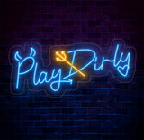 Play Dirty Neon Sign - Custom Red Neon Light, Bedroom Wall Decor, Playful Wall Art, Unique LED Sign for Home or Game Room
