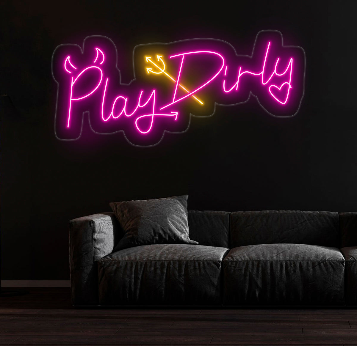 Play Dirty Neon Sign - Custom Red Neon Light, Bedroom Wall Decor, Playful Wall Art, Unique LED Sign for Home or Game Room