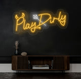 Play Dirty Neon Sign - Custom Red Neon Light, Bedroom Wall Decor, Playful Wall Art, Unique LED Sign for Home or Game Room