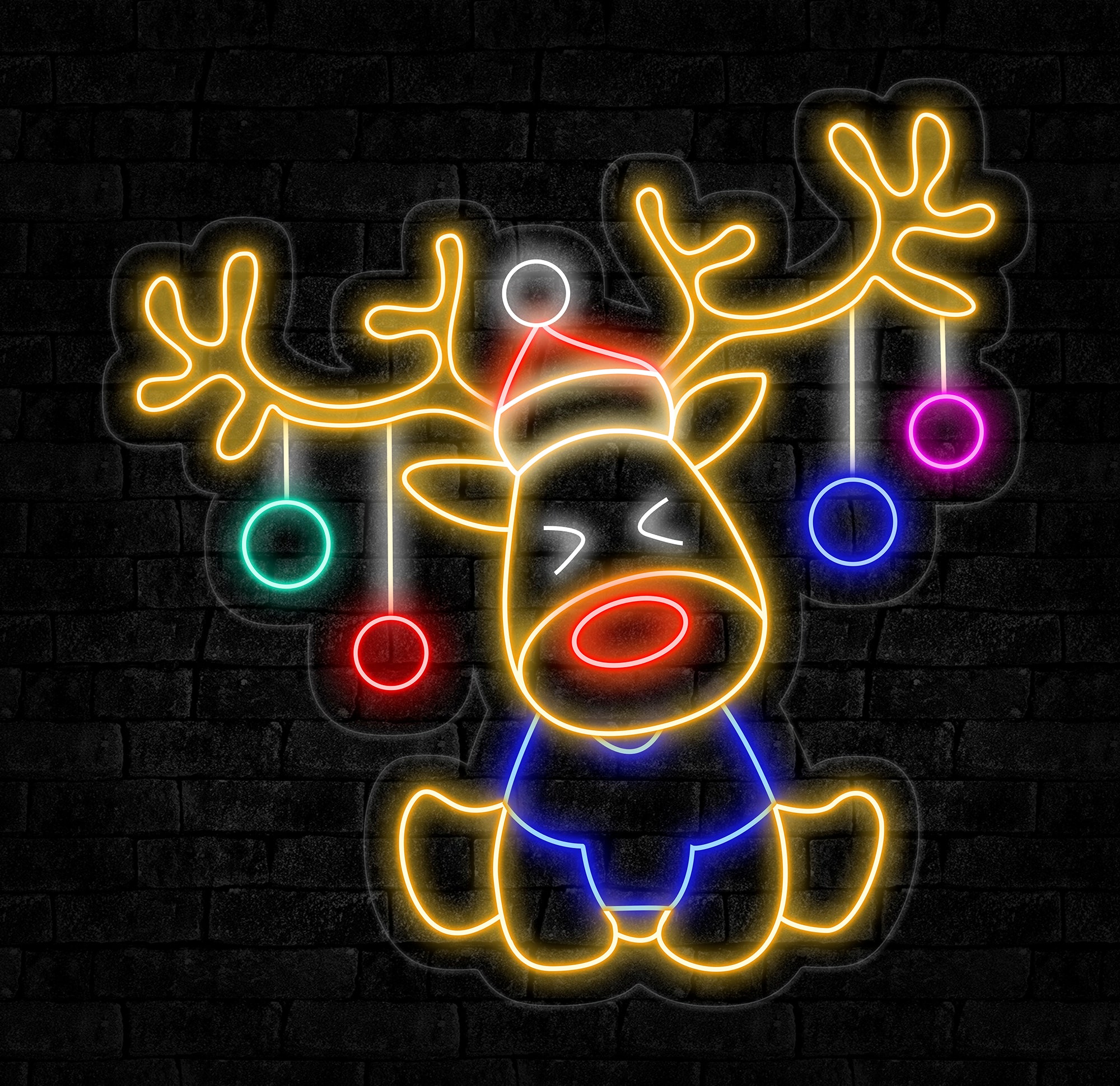 Santa's Reindeer Neon Sign Reindeer Neon Lights Decor, Christmas Neon Sign, New Year Neon Sign, Christmas Gift, Christmas Decoration Room