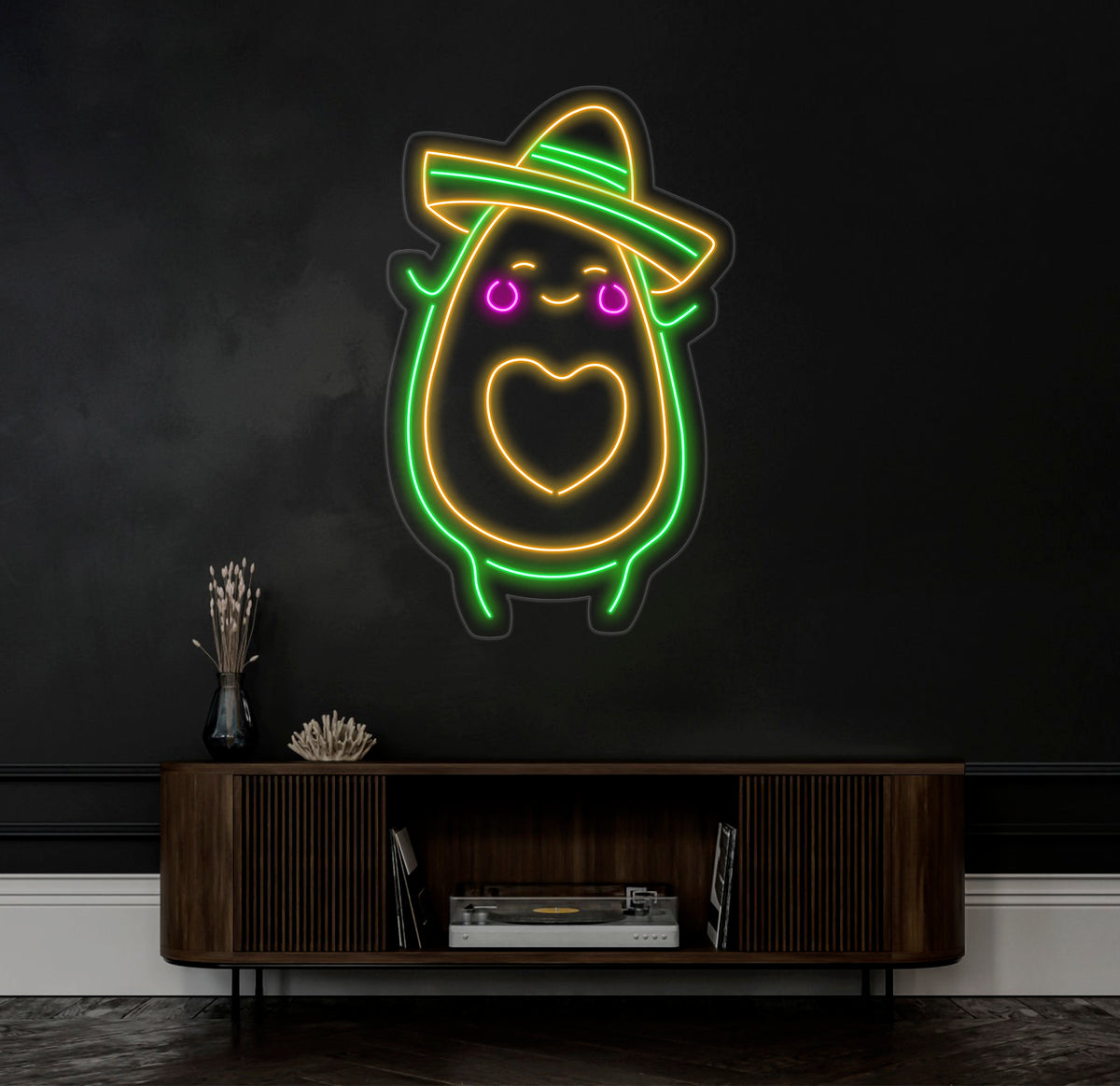 Avocado Mexican Dance Neon Sign, Avocado Sombrero Manana LED Light, Mexican Bar Pub Led Light, Avocado Lovers