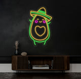 Avocado Mexican Dance Neon Sign, Avocado Sombrero Manana LED Light, Mexican Bar Pub Led Light, Avocado Lovers