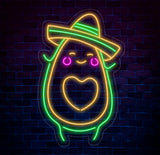 Avocado Mexican Dance Neon Sign, Avocado Sombrero Manana LED Light, Mexican Bar Pub Led Light, Avocado Lovers