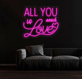 All You Need Is Love Neon Sign, Custom Neon Sign, Wedding Wall Decor, Valentine's Day Decor, Couple Valentine's Gift, Bedroom Decor