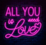 All You Need Is Love Neon Sign, Custom Neon Sign, Wedding Wall Decor, Valentine's Day Decor, Couple Valentine's Gift, Bedroom Decor