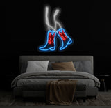 Custom Sexy Cowgirl Neon Sign with Boots - LED Wall Art for Cowboy and Cowgirl Decor - Perfect Gift for Her and Girls' Room Decoration