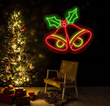 Christmas Bell Neon Sign - Jingle Bell LED Christmas Tree Light, Merry Christmas Neon Sign for Home, Room Wall Decor, Festive Holiday Decor