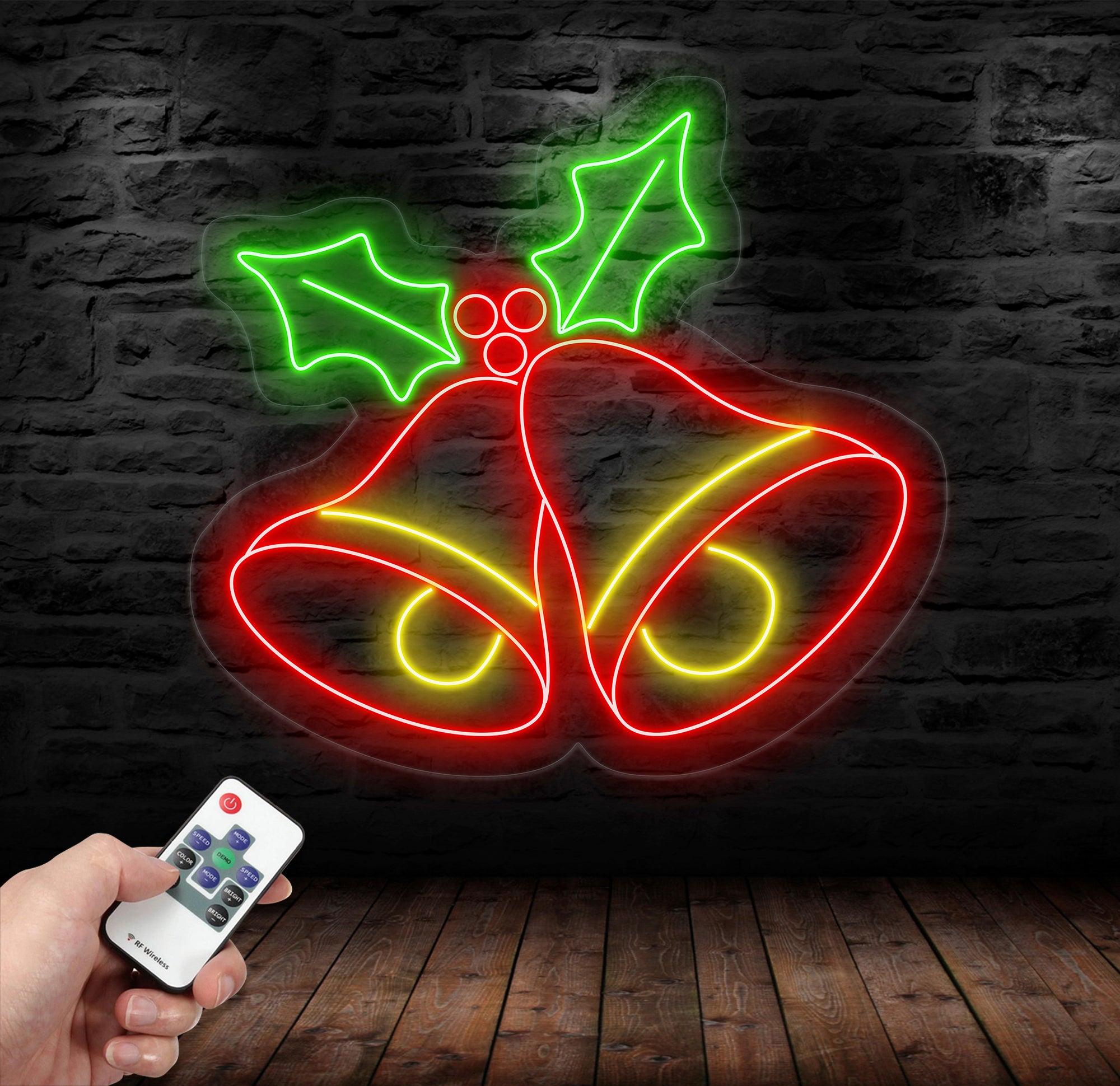 Christmas Bell Neon Sign - Jingle Bell LED Christmas Tree Light, Merry Christmas Neon Sign for Home, Room Wall Decor, Festive Holiday Decor
