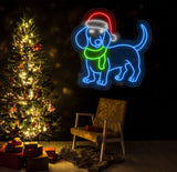 Funny Christmas Dachshund Neon Sign - Merry Christmas LED Light - Dachshund Christmas Tree Wall Art - Festive House Wall Decor