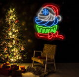Christmas Cupcake Neon Sign, Festive Dessert LED Light, Custom Holiday Cupcake Neon Art, Santa Hat Neon Wall Light, Holiday Decor