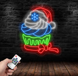 Christmas Cupcake Neon Sign, Festive Dessert LED Light, Custom Holiday Cupcake Neon Art, Santa Hat Neon Wall Light, Holiday Decor