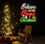 Believe in the Magic of Christmas Neon Sign, Holiday LED Wall Light, Christmas Decor Sign for Home, Custom Festive Christmas Gift