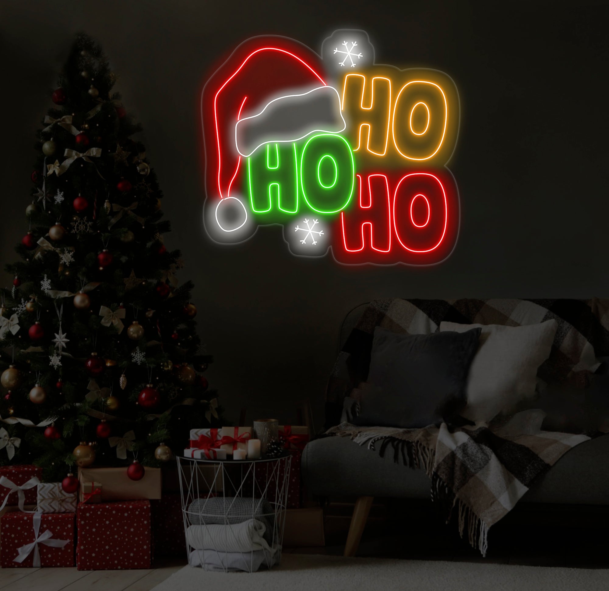 Ho Ho Ho Neon Sign - LED Christmas Lights, Merry Christmas Decor, Best Holiday Gift Idea, Festive Ho Ho Ho LED Sign for Christmas Decoration