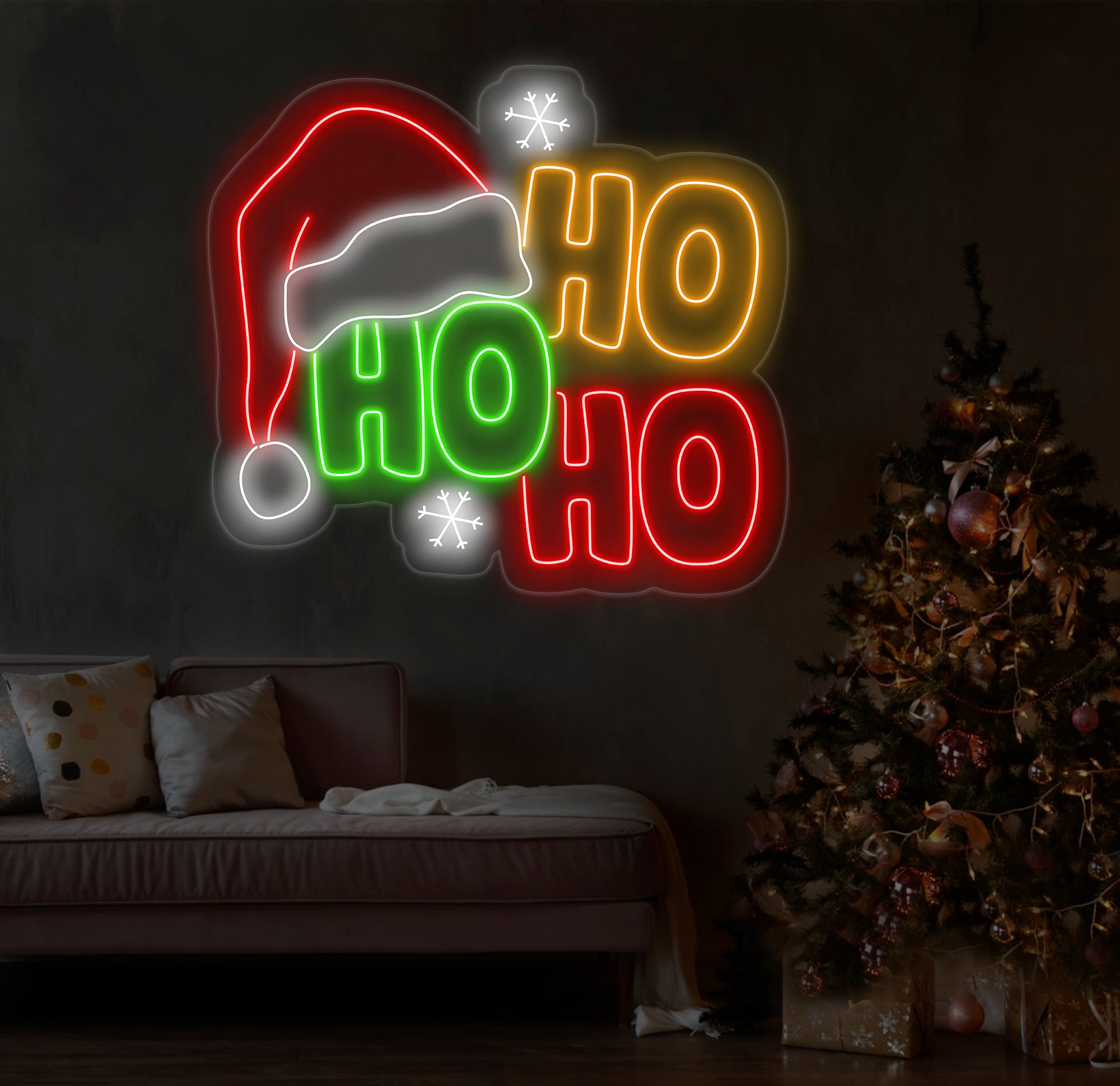 Ho Ho Ho Neon Sign - LED Christmas Lights, Merry Christmas Decor, Best Holiday Gift Idea, Festive Ho Ho Ho LED Sign for Christmas Decoration
