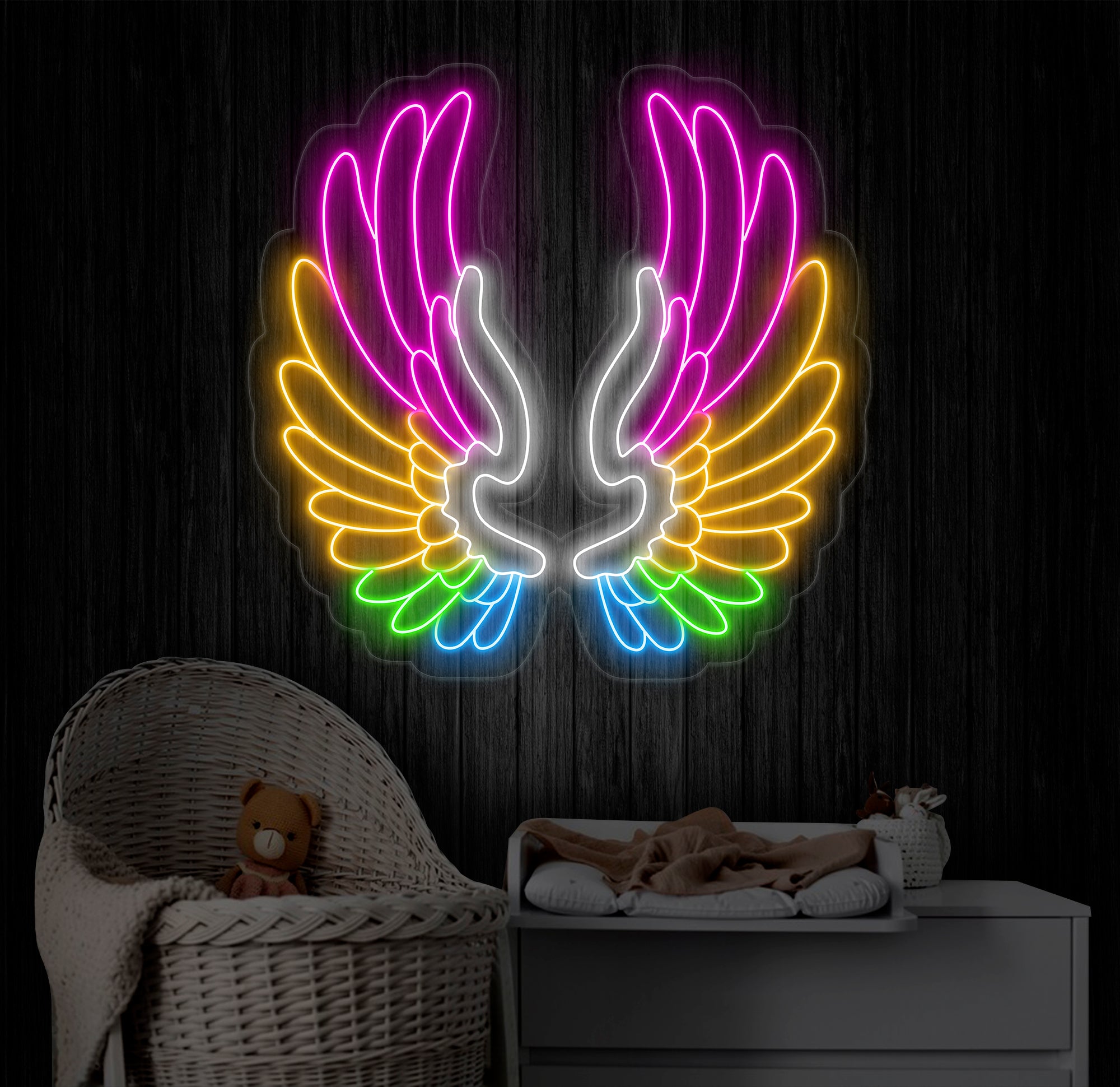 Custom Angel Wings Neon Sign - LED Neon Bar Light, Neon Art Decor for Home, Bar, Party Wall Decor, Personalized Gift, Christmas Gifts