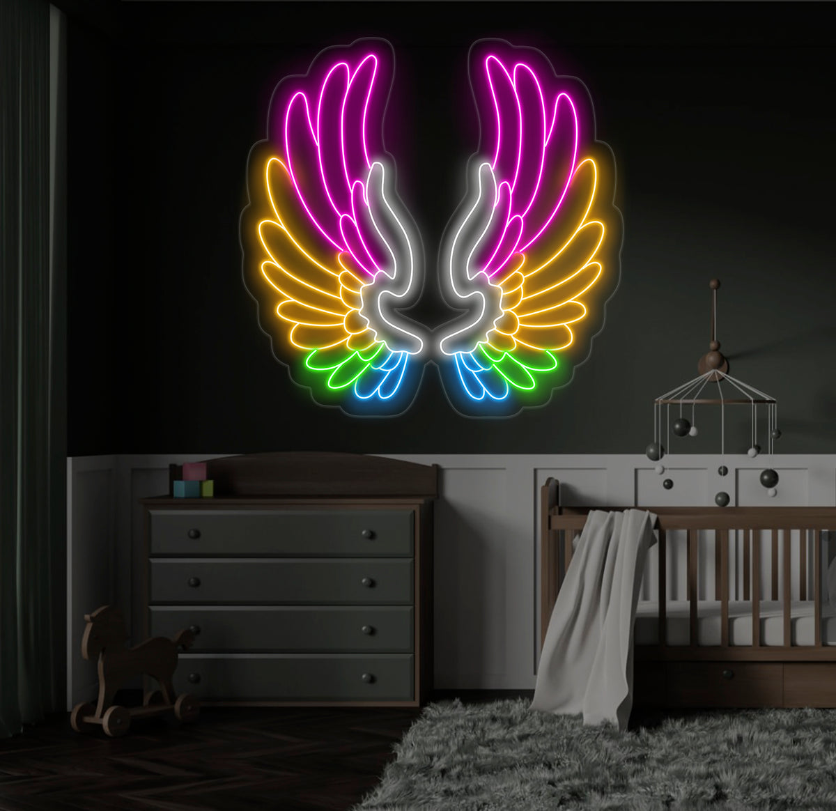 Custom Angel Wings Neon Sign - LED Neon Bar Light, Neon Art Decor for Home, Bar, Party Wall Decor, Personalized Gift, Christmas Gifts