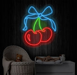 Cherry Neon Sign - Custom LED Fruit Light, Cherry Wall Art, Home Decor for Living Room or Kitchen, Neon Sign for Room Wall Decoration