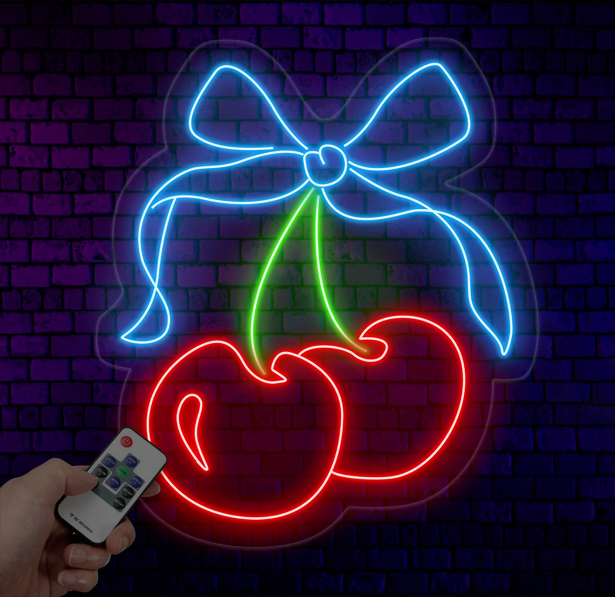 Cherry Neon Sign - Custom LED Fruit Light, Cherry Wall Art, Home Decor for Living Room or Kitchen, Neon Sign for Room Wall Decoration