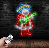 Mexican Santa Neon Sign - Merry Christmas LED Light, Santa Claus with Sombrero Neon Sign, Festive Christmas Wall Art, House Wall Decor