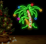 Christmas Palm Tree Neon Sign - Merry Christmas LED Light, Palm Tree Christmas Wall Art, Festive LED Tree Light, Holiday House Wall Decor