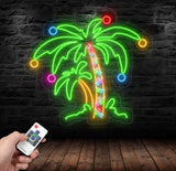 Christmas Palm Tree Neon Sign - Merry Christmas LED Light, Palm Tree Christmas Wall Art, Festive LED Tree Light, Holiday House Wall Decor