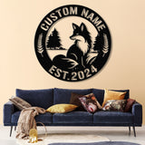 Custom Metal Fox Wall Art, Fox Lover Decor, Personalized Fox Cabin Sign, Farm Garden Decor, Outdoor Fox Sign, Housewarming Gift Idea