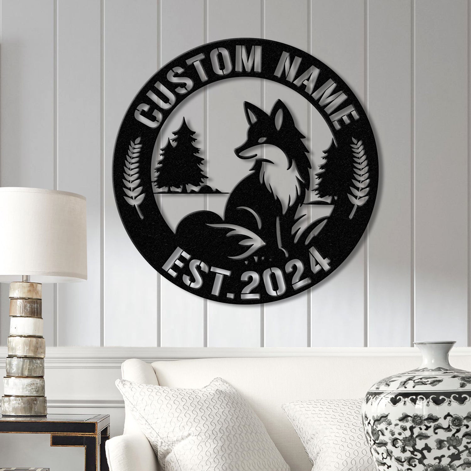 Custom Metal Fox Wall Art, Fox Lover Decor, Personalized Fox Cabin Sign, Farm Garden Decor, Outdoor Fox Sign, Housewarming Gift Idea