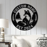 Custom Metal Fox Wall Art, Fox Lover Decor, Personalized Fox Cabin Sign, Farm Garden Decor, Outdoor Fox Sign, Housewarming Gift Idea