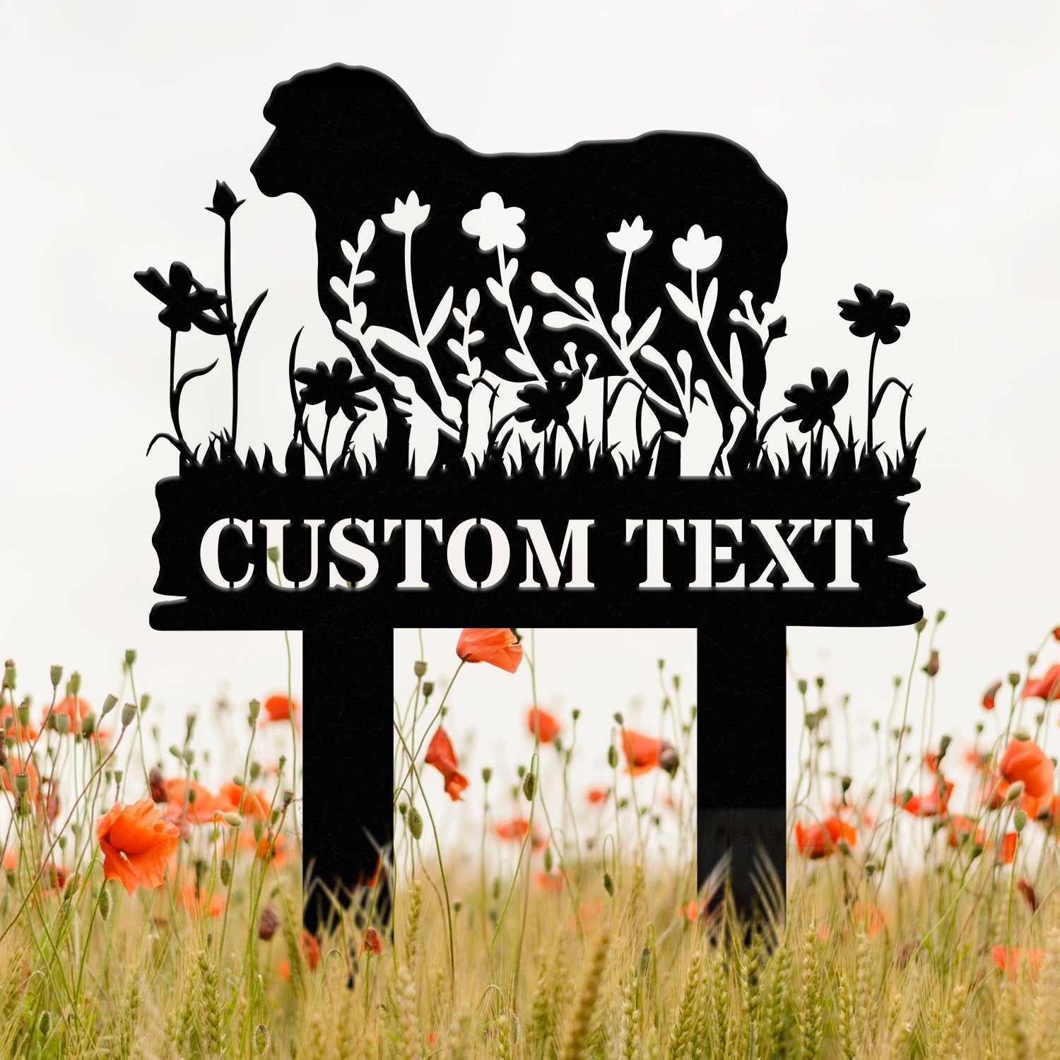 Personalized Floral Sheep Farm Sign, Sheep Metal Stake Decor, Pet Grave Marker, Farmhouse Goat Sign, Barn Decor, Pet Loss Sympathy Gift