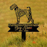 Personalized Airedale Terrier Mandala Garden Stake, Zentangle Yard Art, Dog Memorial Sign, Outdoor Decor, Pet Loss Sympathy Gift
