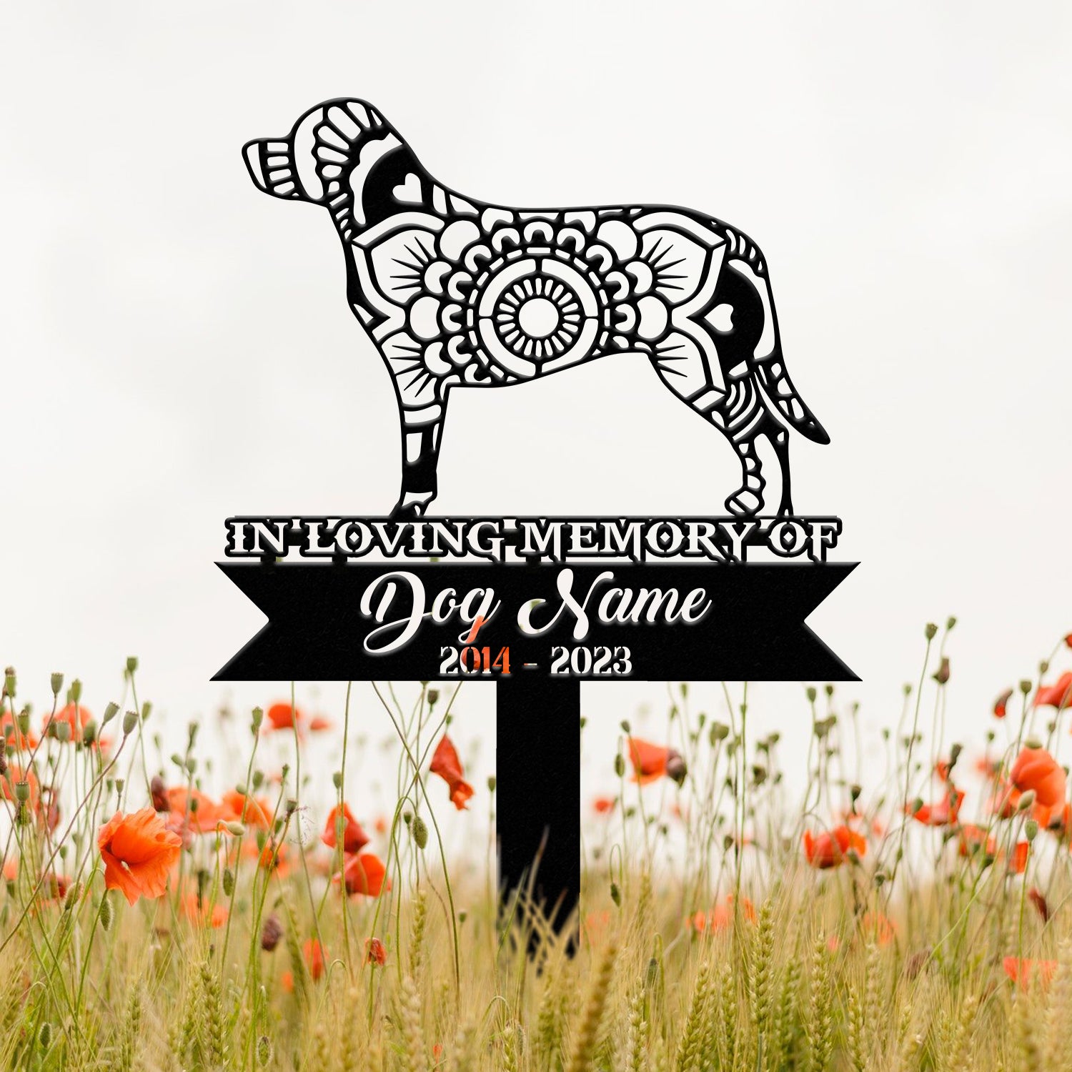 Personalized Labrador Retriever Mandala Garden Stake, Zentangle Yard Art, Dog Memorial Sign, Outdoor Decor, Pet Loss Sympathy Gift