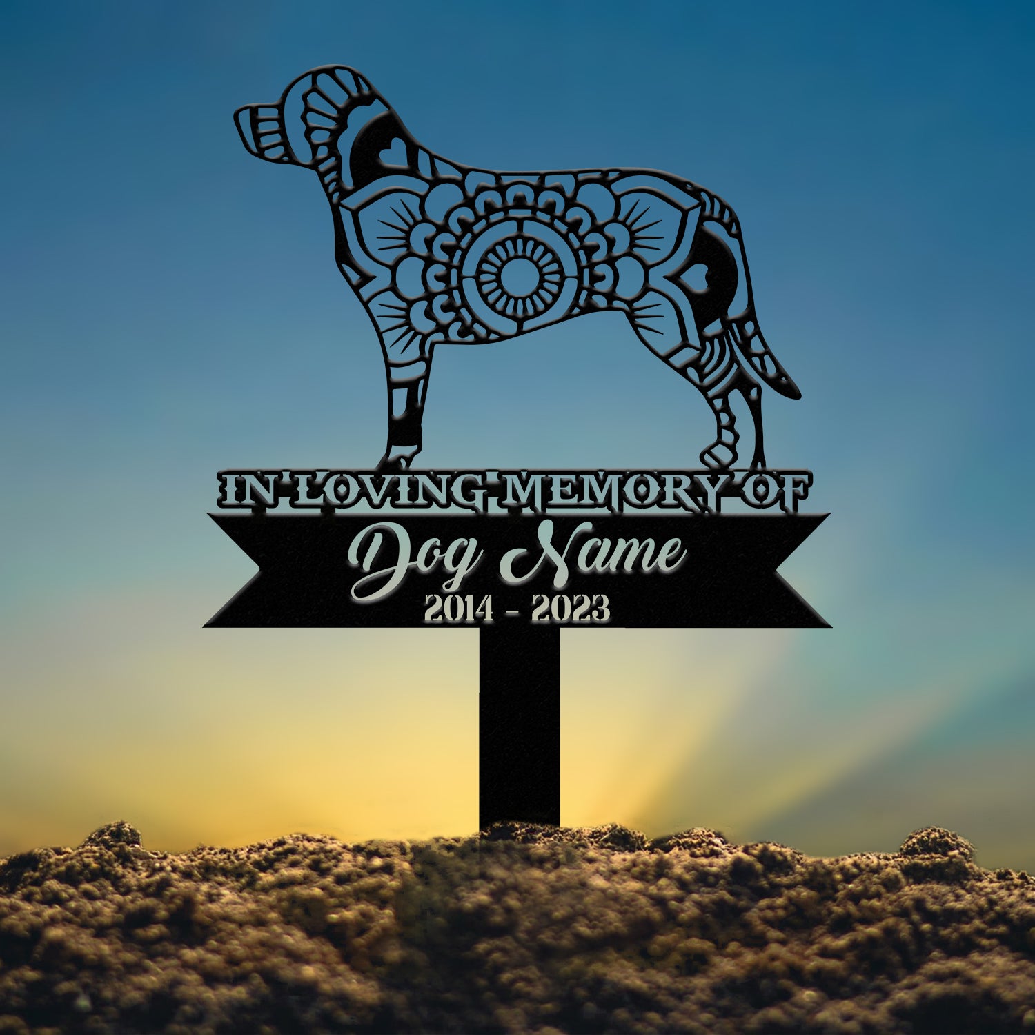 Personalized Labrador Retriever Mandala Garden Stake, Zentangle Yard Art, Dog Memorial Sign, Outdoor Decor, Pet Loss Sympathy Gift
