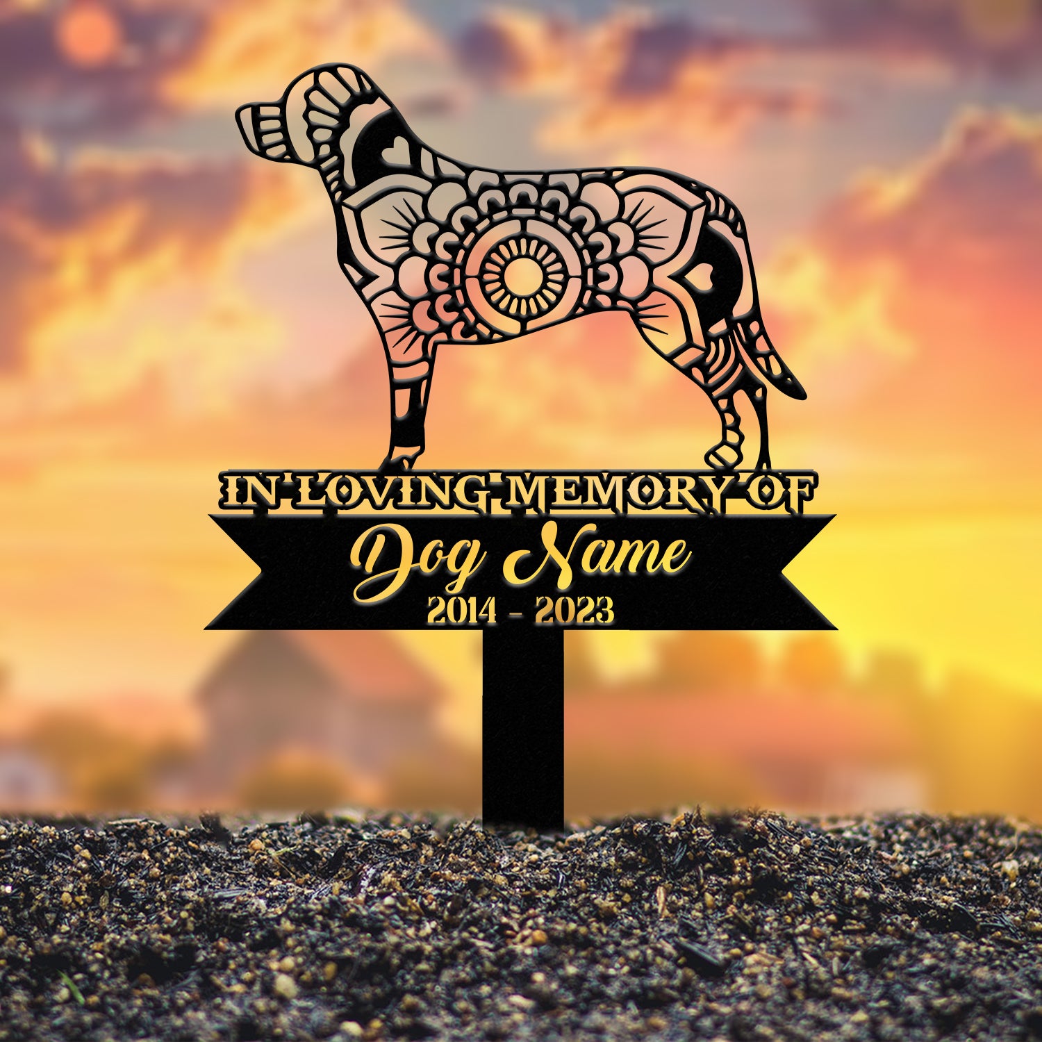 Personalized Labrador Retriever Mandala Garden Stake, Zentangle Yard Art, Dog Memorial Sign, Outdoor Decor, Pet Loss Sympathy Gift
