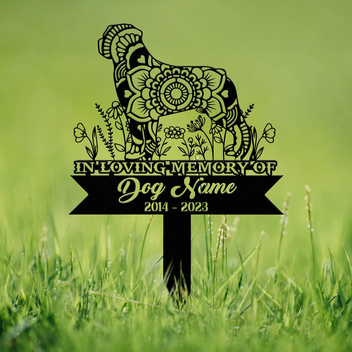 Personalized Rottweiler Mandala Garden Stake, Zentangle Yard Art, Dog Memorial Sign, Outdoor Decor, Pet Loss Sympathy Gift