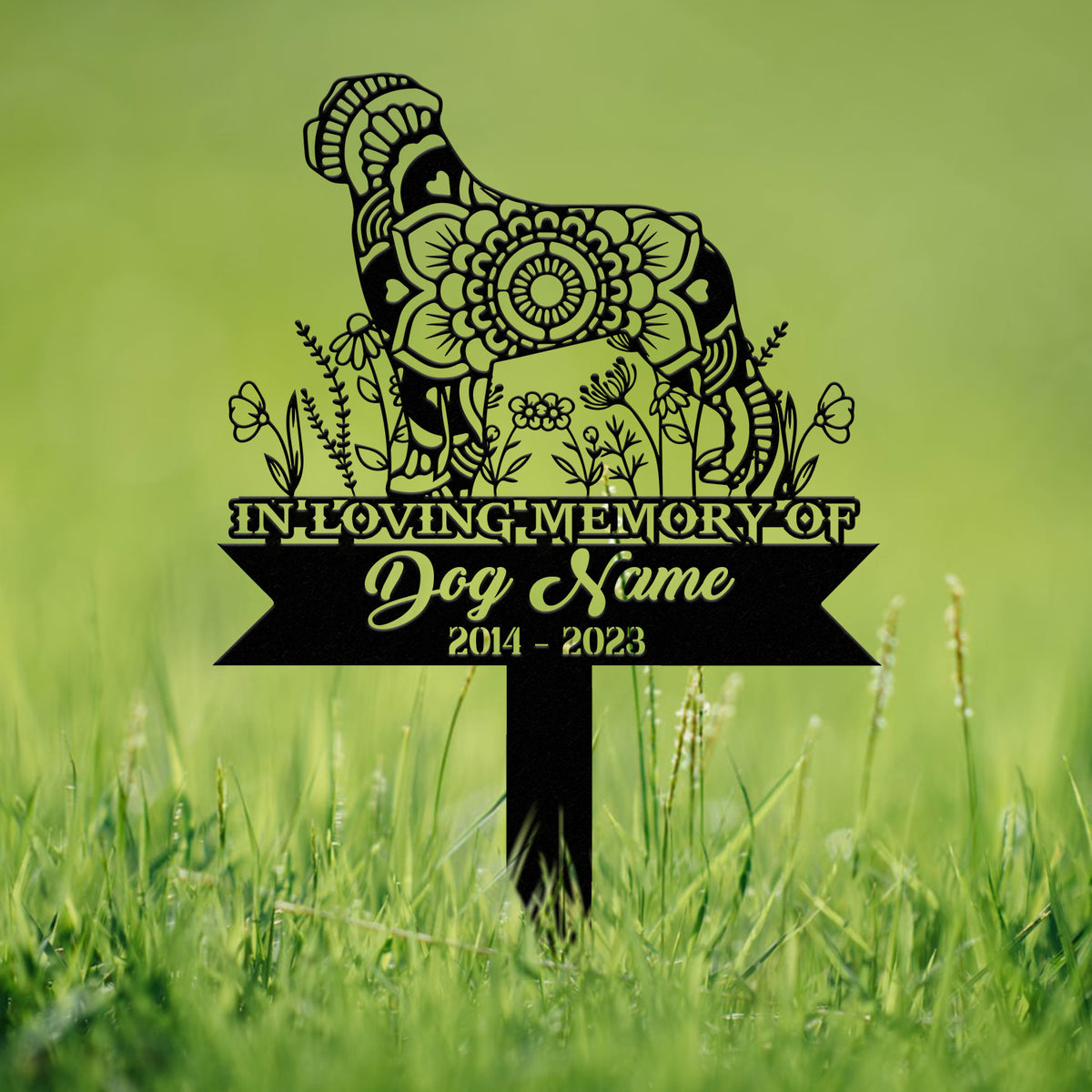 Personalized Rottweiler Mandala Garden Stake, Zentangle Yard Art, Dog Memorial Sign, Outdoor Decor, Pet Loss Sympathy Gift