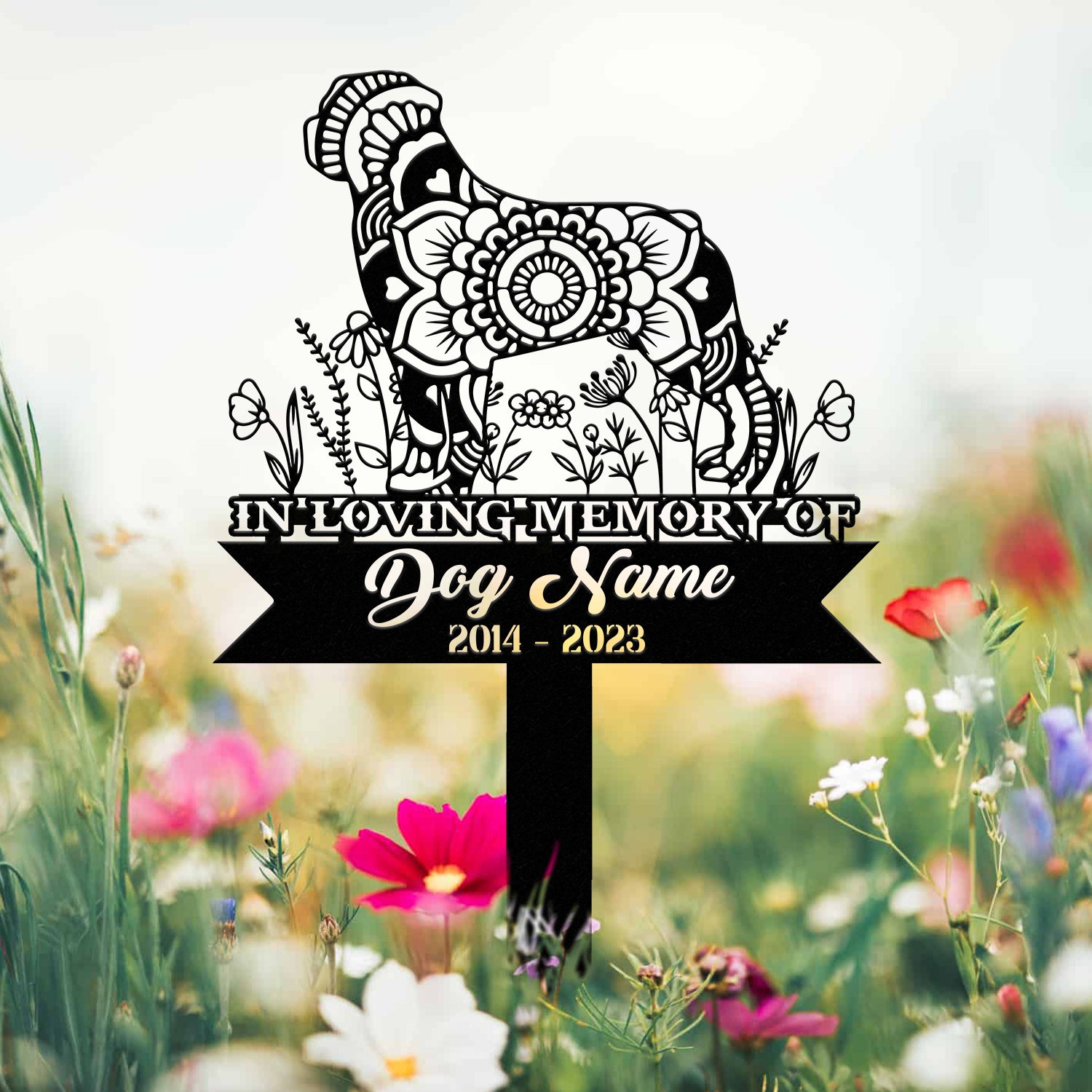 Personalized Rottweiler Mandala Garden Stake, Zentangle Yard Art, Dog Memorial Sign, Outdoor Decor, Pet Loss Sympathy Gift