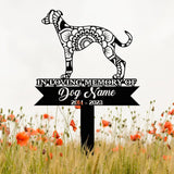 Personalized Wippet Mandala Garden Stake, Zentangle Yard Art, Dog Memorial Sign, Outdoor Decor, Pet Loss Sympathy Gift