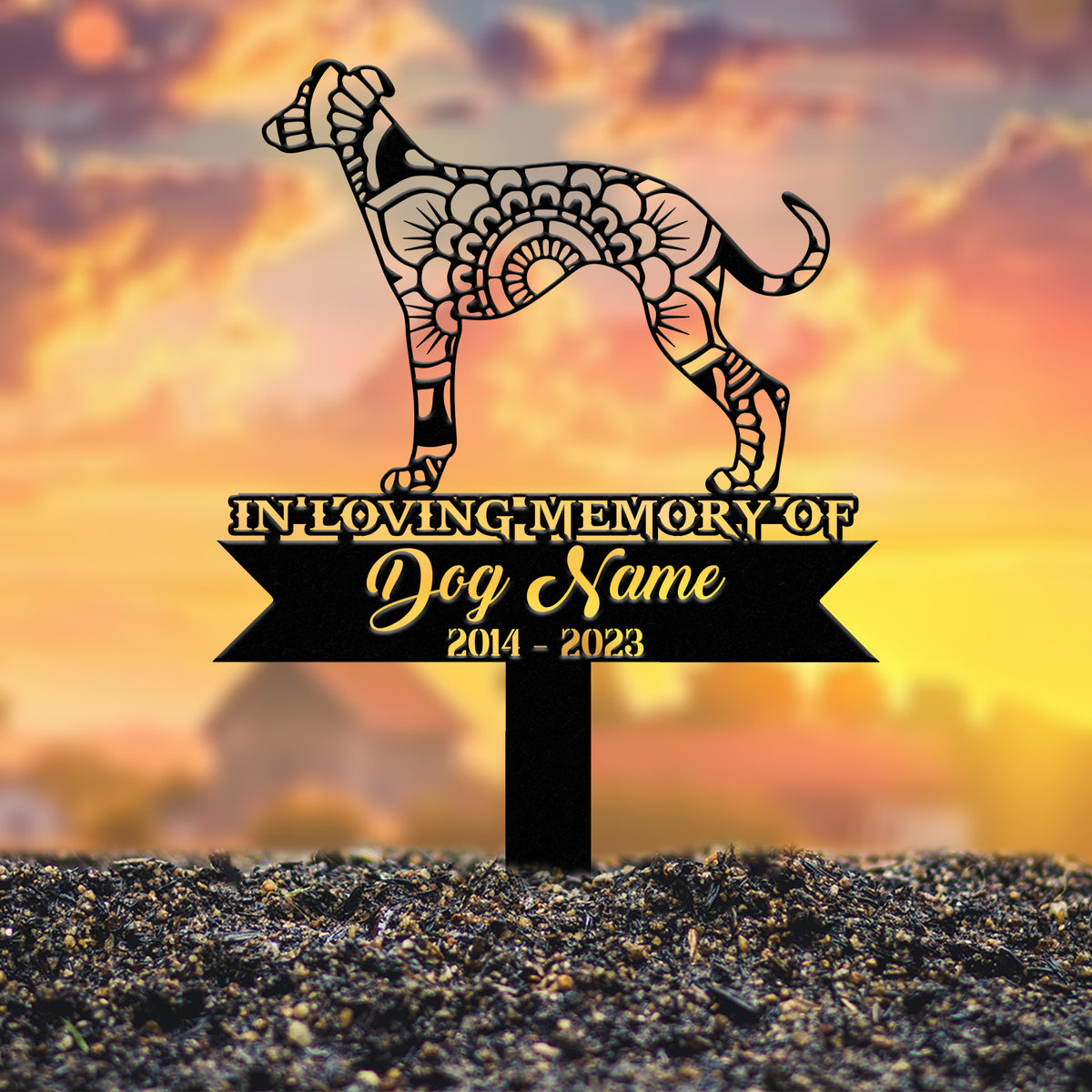 Personalized Wippet Mandala Garden Stake, Zentangle Yard Art, Dog Memorial Sign, Outdoor Decor, Pet Loss Sympathy Gift
