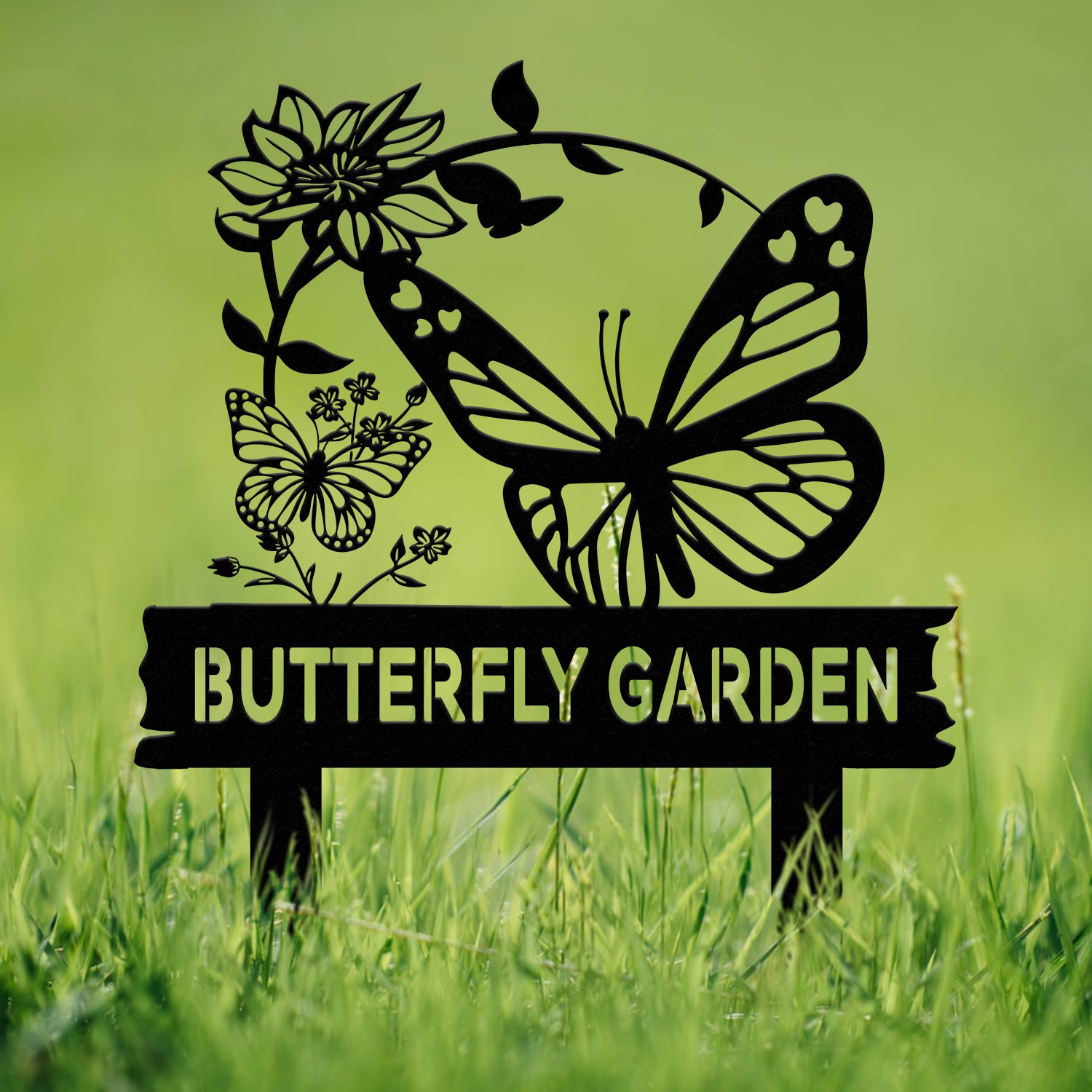 Personalized Butterfly Garden Sign, Custom Metal Garden Stake, Gardener Name Sign, Butterfly Yard Art, Metal Garden Decor