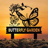 Personalized Butterfly Garden Sign, Custom Metal Garden Stake, Gardener Name Sign, Butterfly Yard Art, Metal Garden Decor